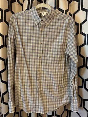 Men's Long-Sleeve Button-Down Plaid Shirt - Light Purple on Cream